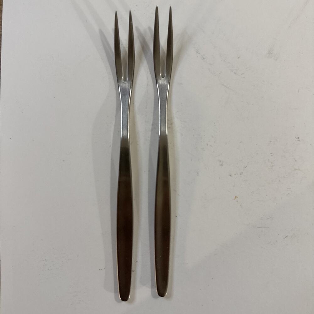 2 Vintage WMF Cromargan Snail Fork - appetizer, cocktail, or pickle/relish fork